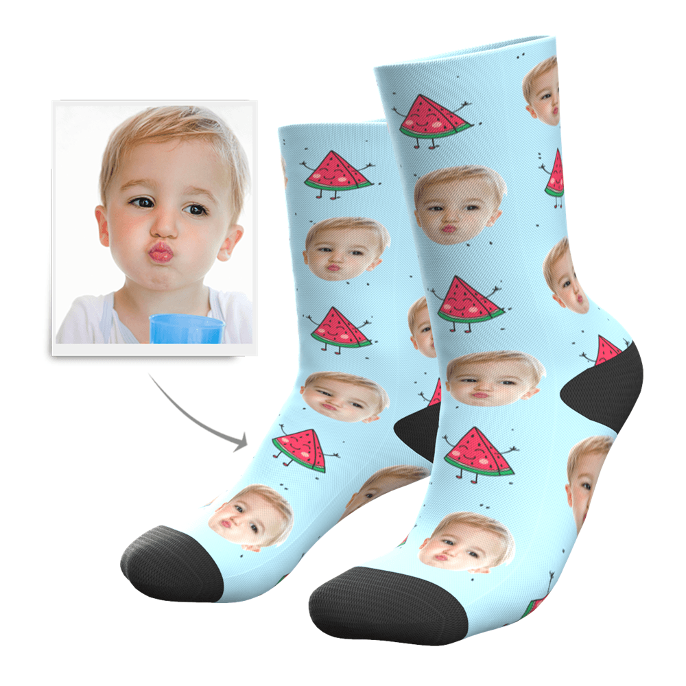 Summer Gift Kid's Gift Custom Photo Socks with Watermelon Christmas Gift - Giftlab
