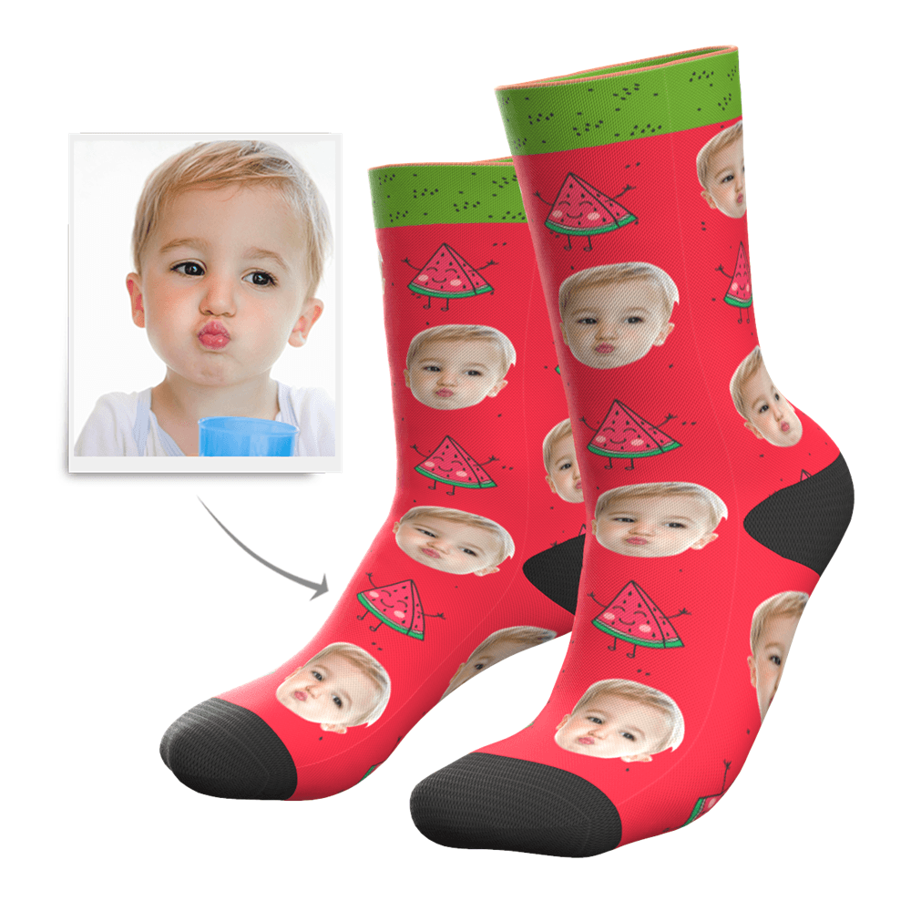 Summer Gift Kid's Gift Custom Photo Socks with Watermelon Christmas Gift - Giftlab