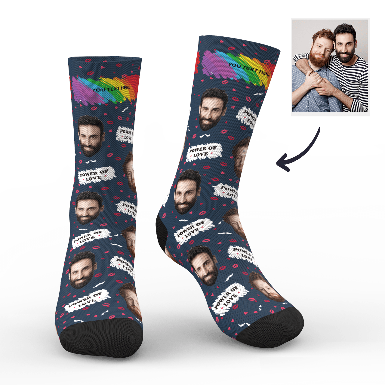 Personalized Photo Socks Love Wins LGBT Face Mash Socks - Giftlab