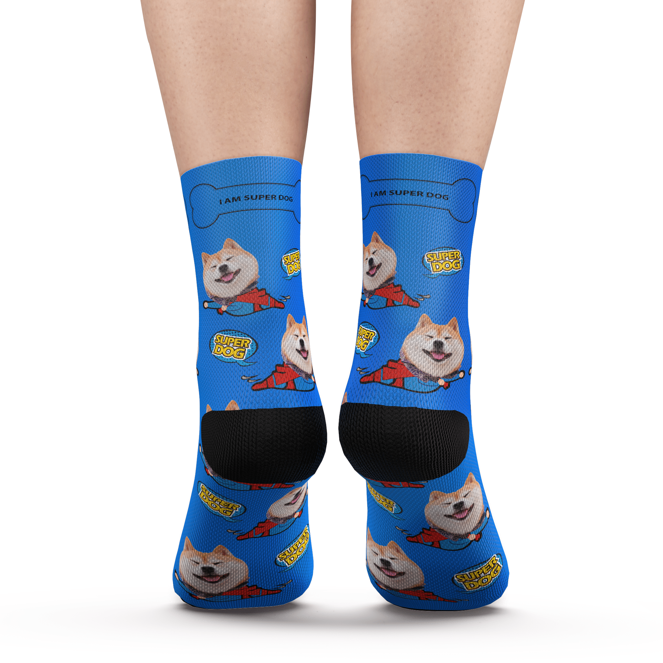 Custom Photo Socks Super Dog Face Mash Socks With Your Text - Giftlab