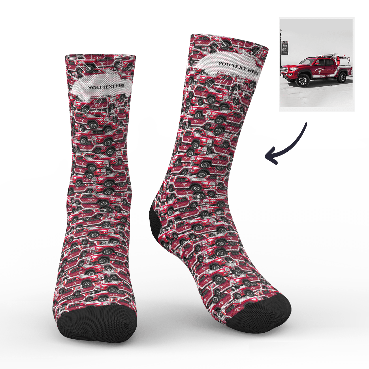 Custom Photo Socks Car Mash With Your Text - Giftlab
