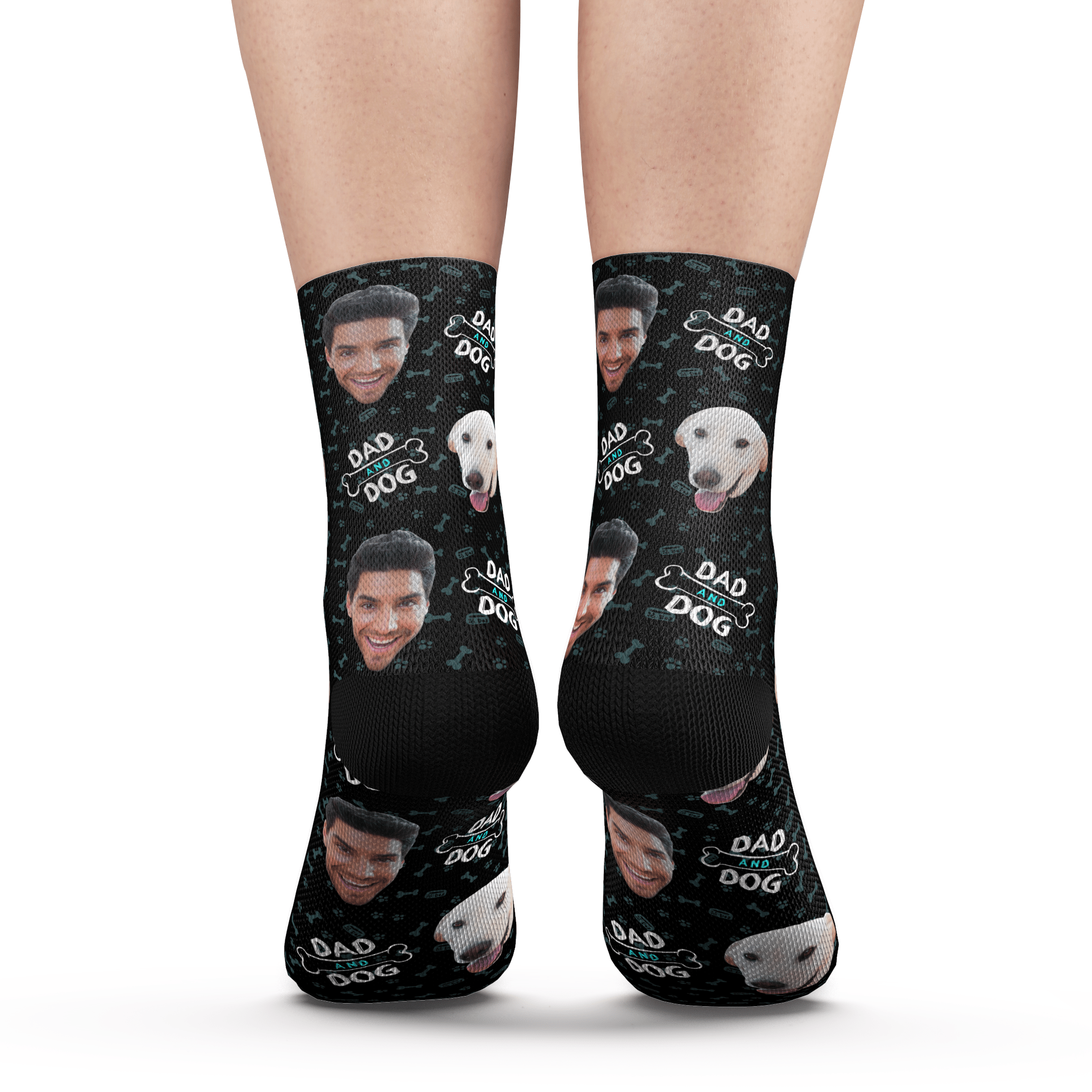 Father's Day Socks Personalized Photo Socks Dog And Dad Face Mash Socks With Your Text - Giftlab