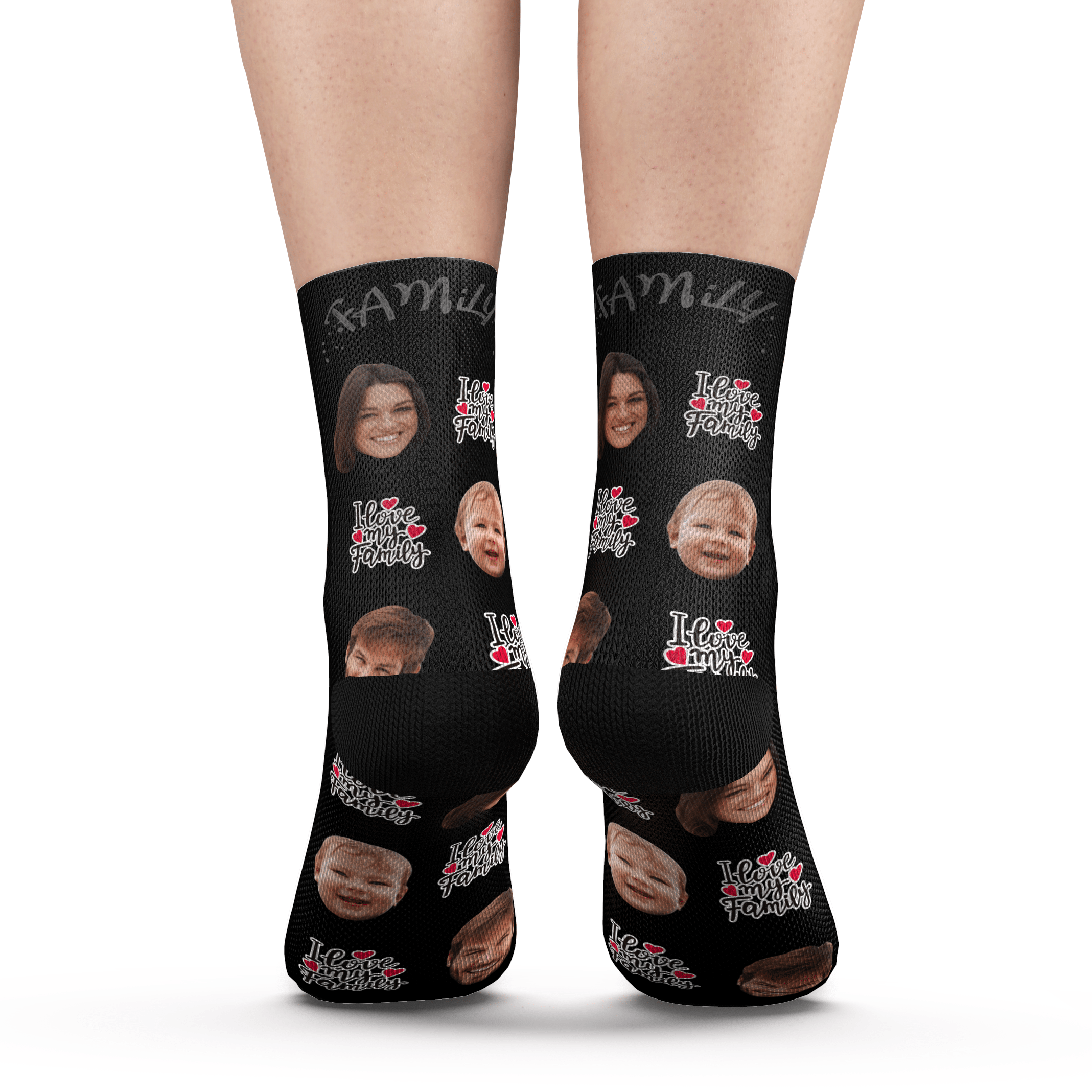 Custom Photo Socks Love Family Two Faces Mash Socks - Giftlab