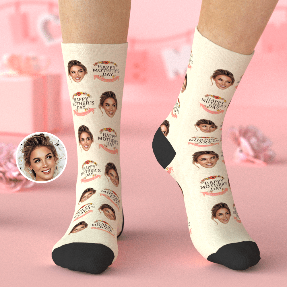 Custom Socks with Face Lovely Mother's Gift Floral - Happy Mother's Day - Giftlab