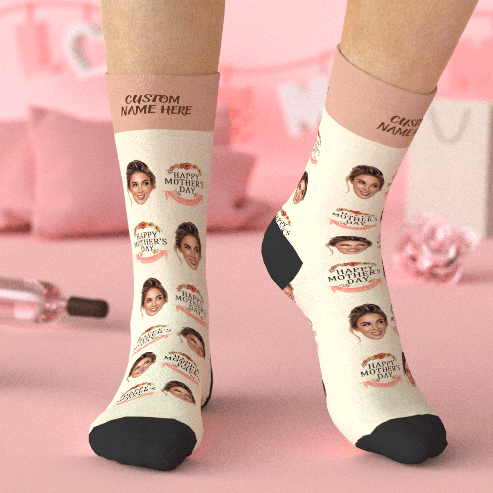 Custom Socks with Face Lovely Mother's Gift Floral - Happy Mother's Day - Giftlab