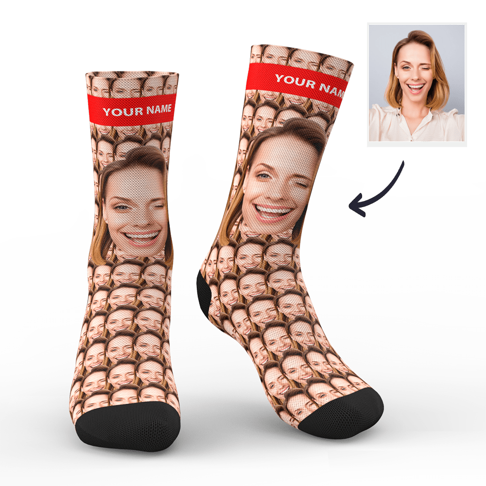 Custom Your Face Mash Socks With Your Text - Giftlab
