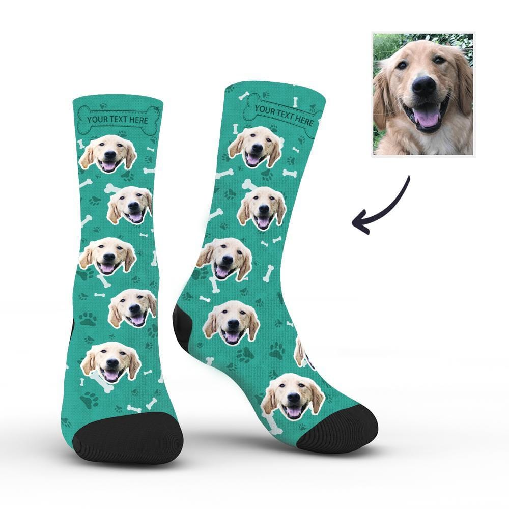Custom Rainbow Socks Dog With Your Text - Teal - Giftlab