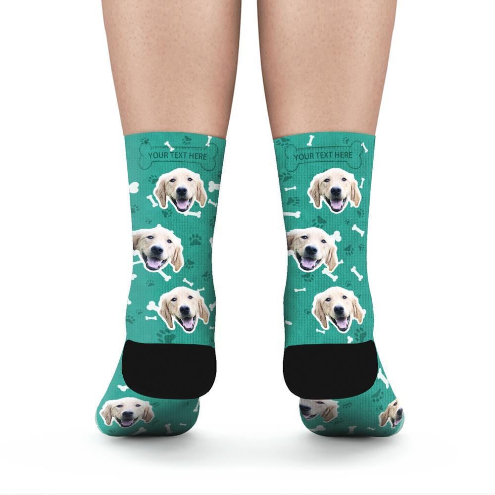 Custom Rainbow Socks Dog With Your Text - Teal - Giftlab