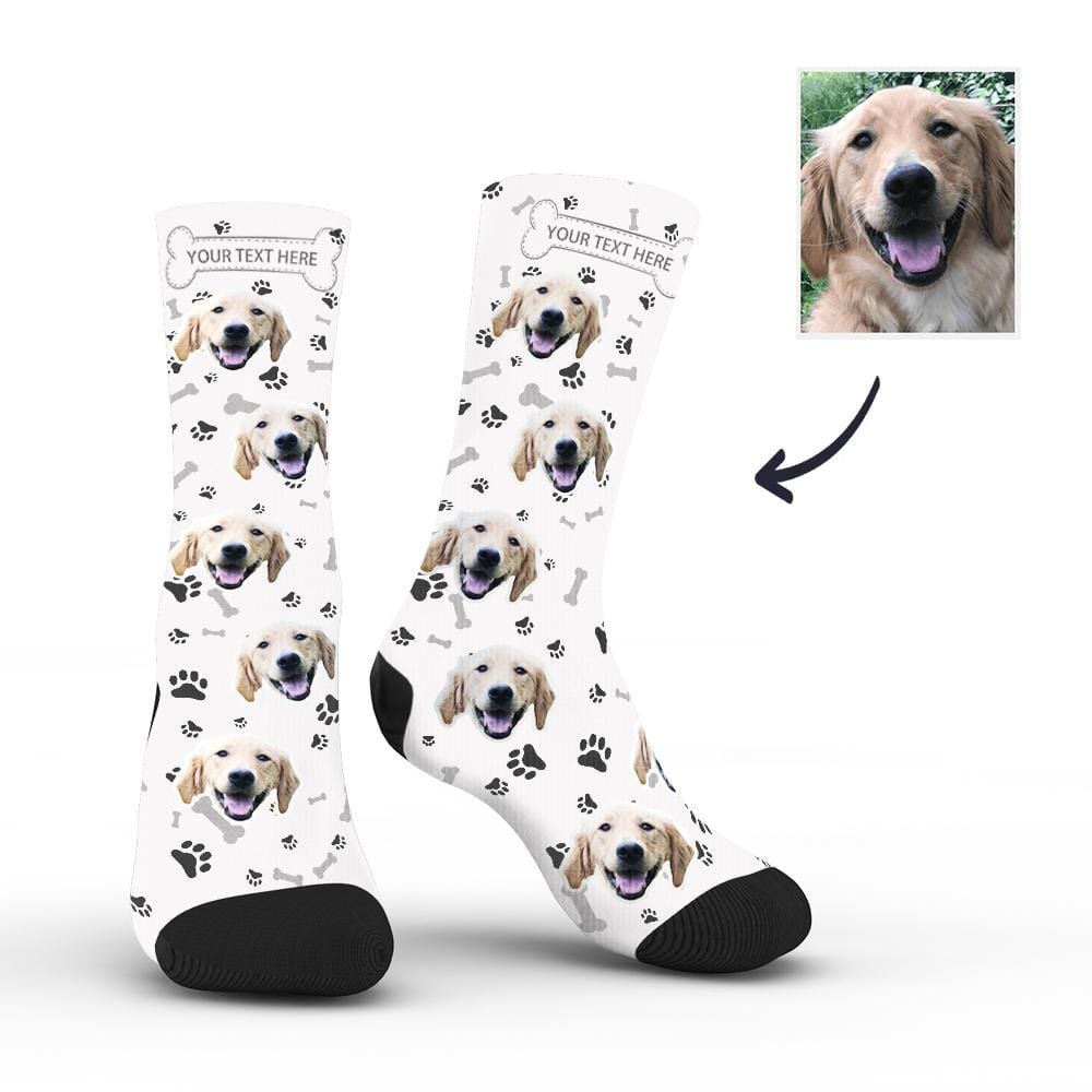 Custom Rainbow Socks Dog With Your Text - White - Giftlab
