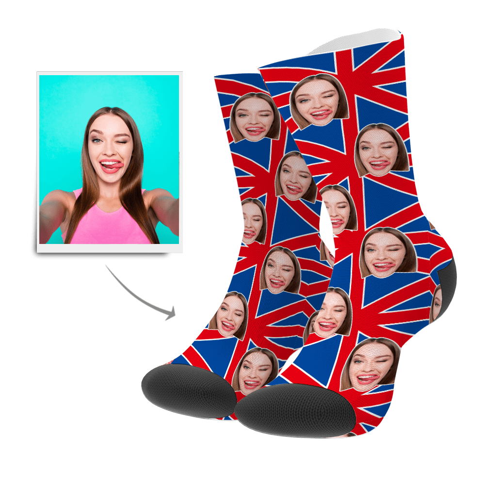 British Flag Gifts Custom Photo Socks Funny Gift Christmas Gift - Giftlab