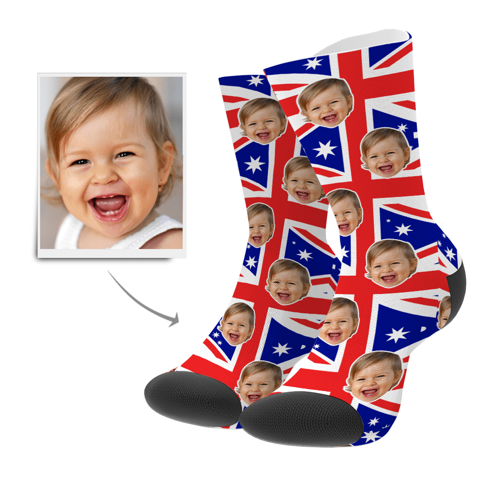 Custom Photo Socks AU Flag Face Mash Socks - Giftlab