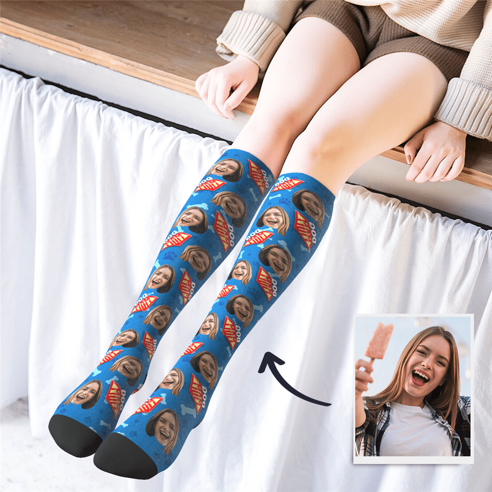 Custom Photo Knee High Socks Dog Mom - Giftlab