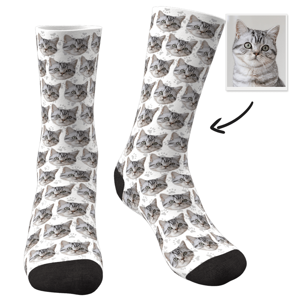 Cat Memorial Gifts Custom Face Socks Personalized Sympathy Gifts - Giftlab
