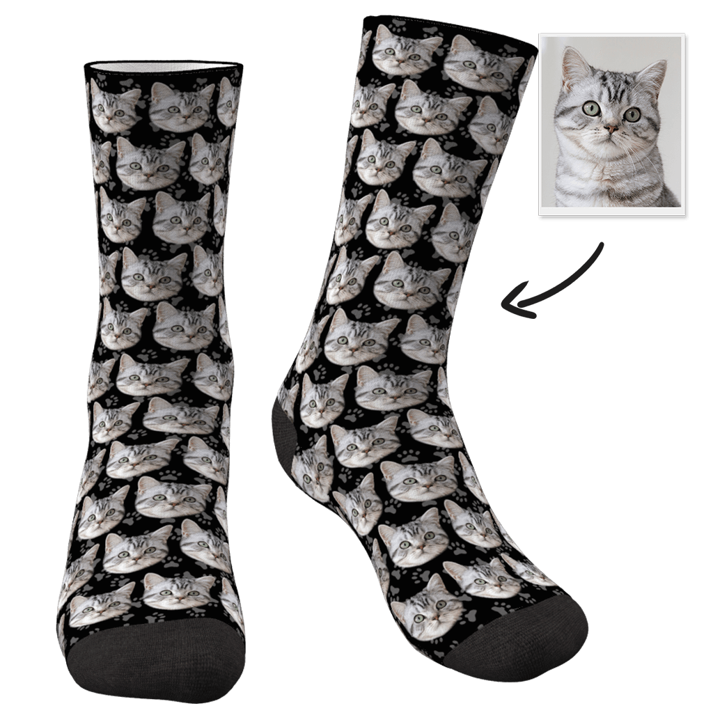Cat Memorial Gifts Custom Face Socks Personalized Sympathy Gifts - Giftlab