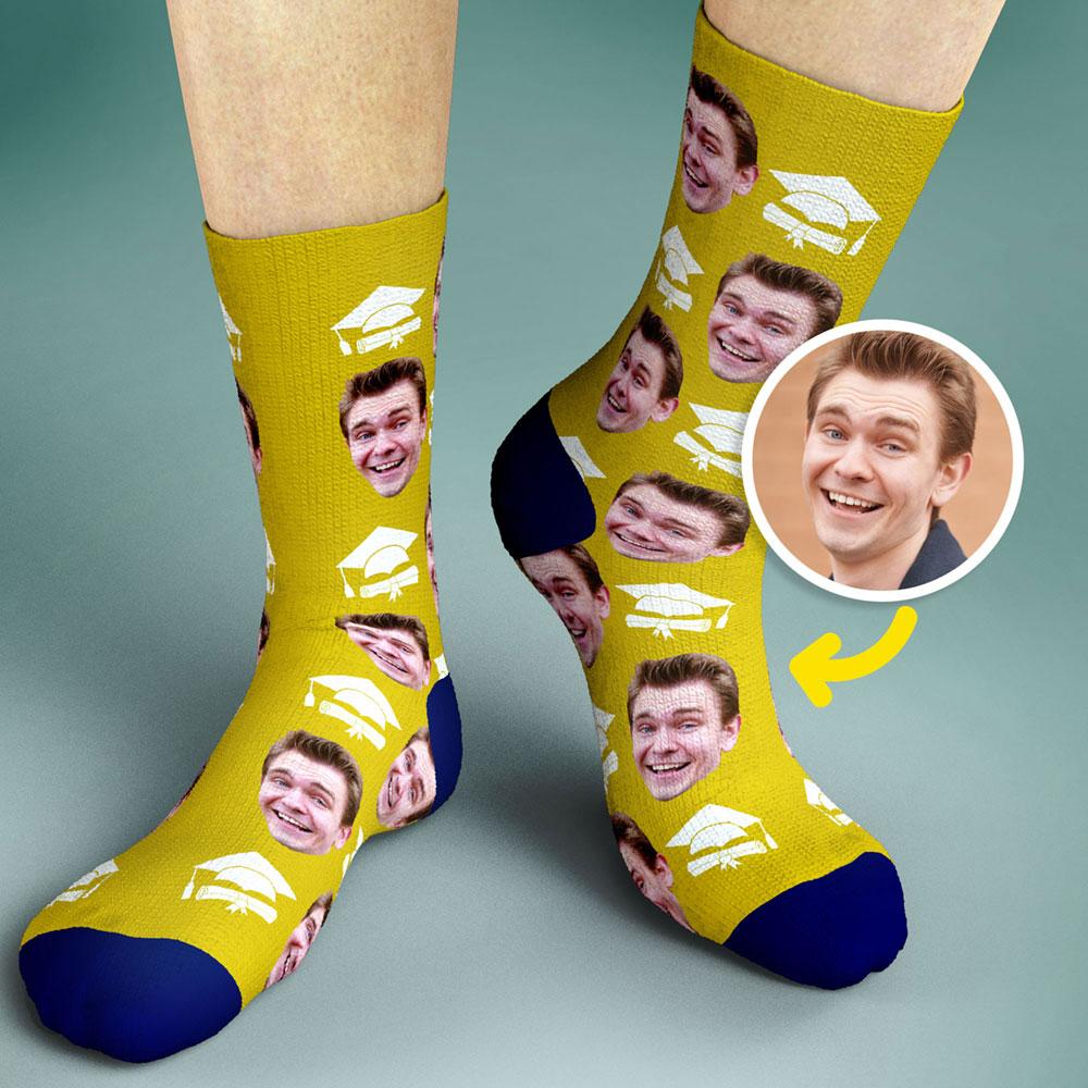 Graduation Sock with Bachelor Cap Gifts Personalized Face Sock Graduation Gifts - Giftlab