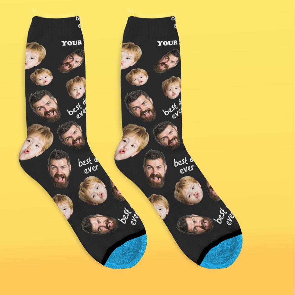 Father's Day Socks Custom Face Socks 3D Digital Printed Socks Add Pictures and Name - Best Dad Ever - Giftlab