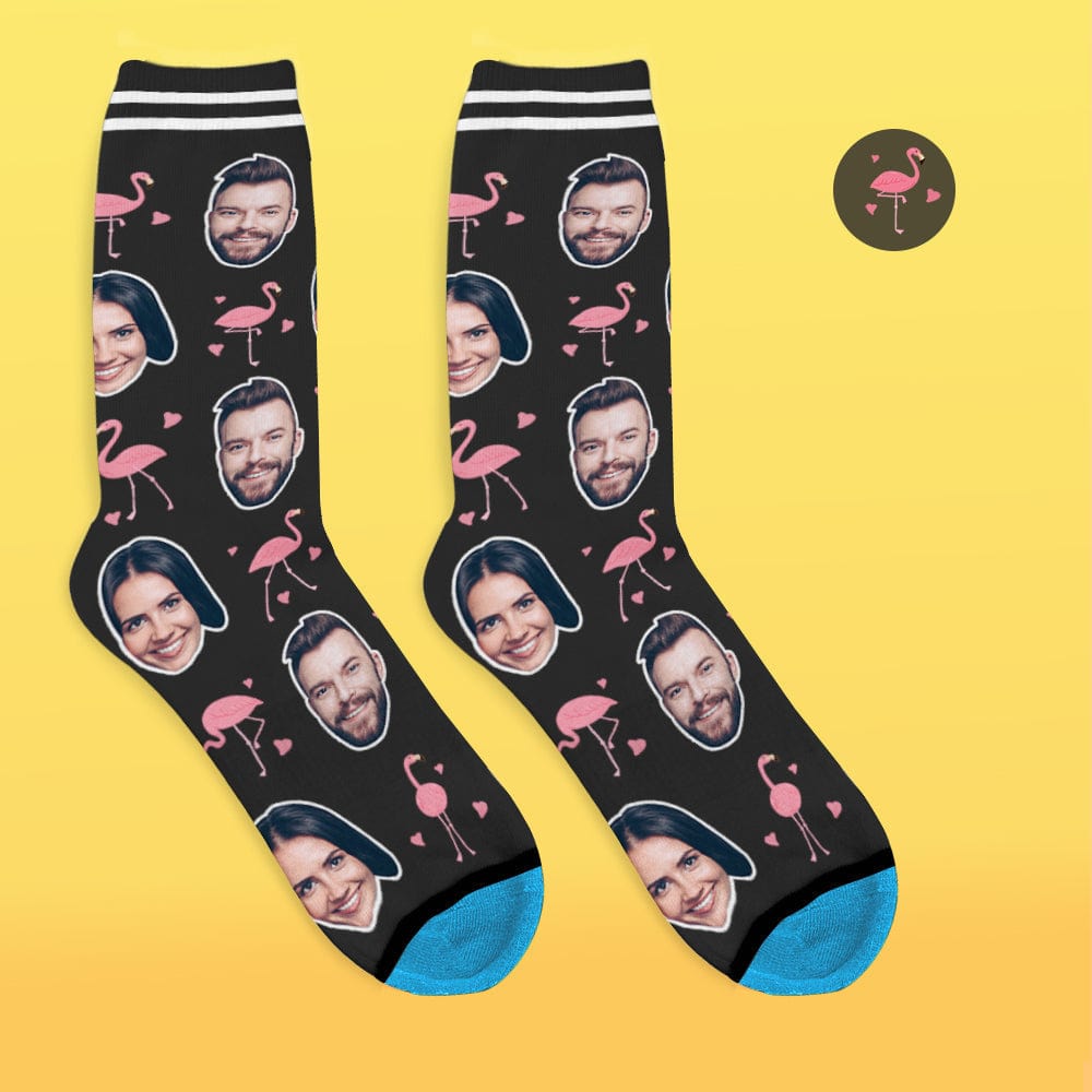 Custom Face Socks 3D Digital Printed Socks Add Pictures and Name - Flamant - Giftlab