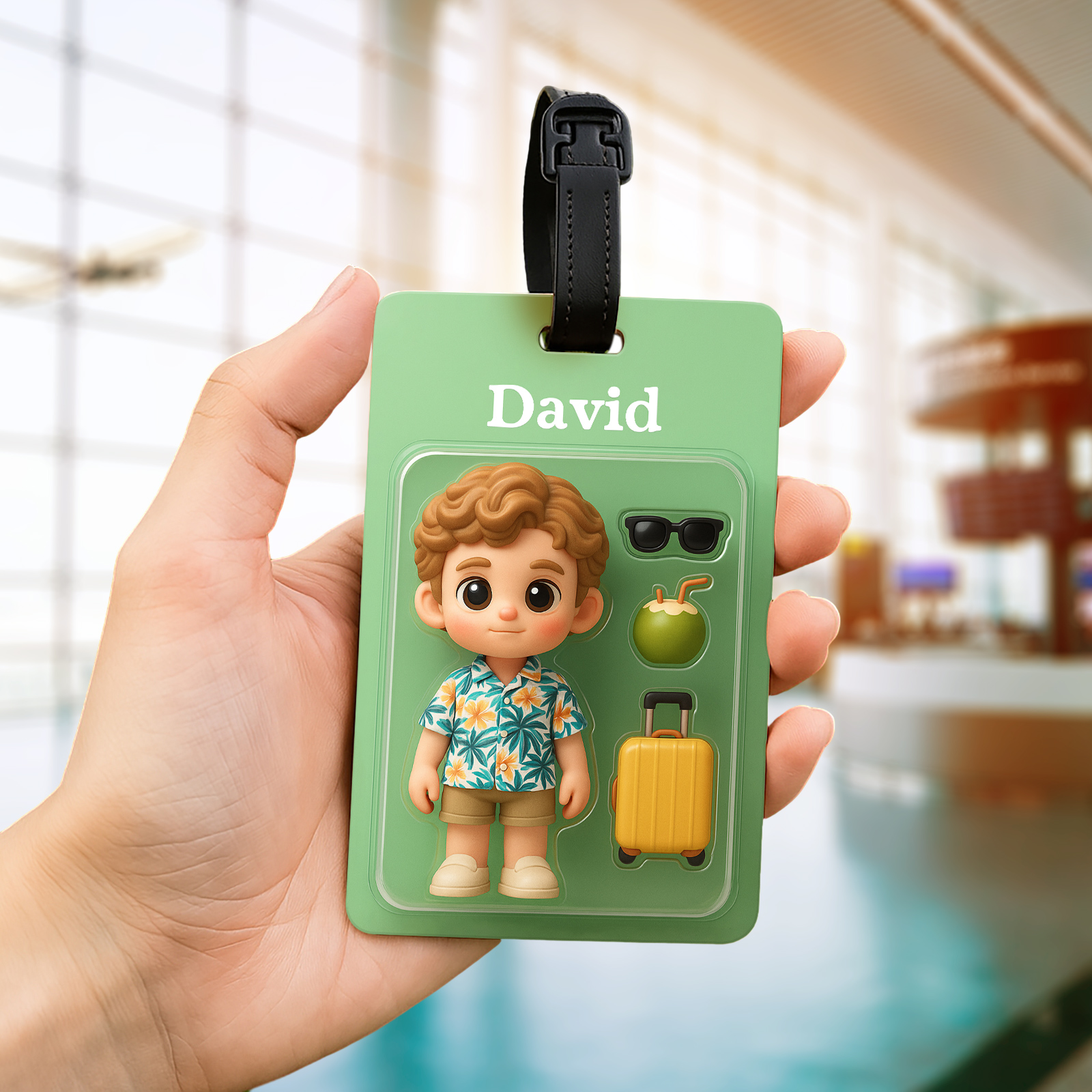 Fully Body Custom Photo Cartoon Character Traveling Luggage Tag with Name 2D Printing Travel Accessory Gift for Travel Lover