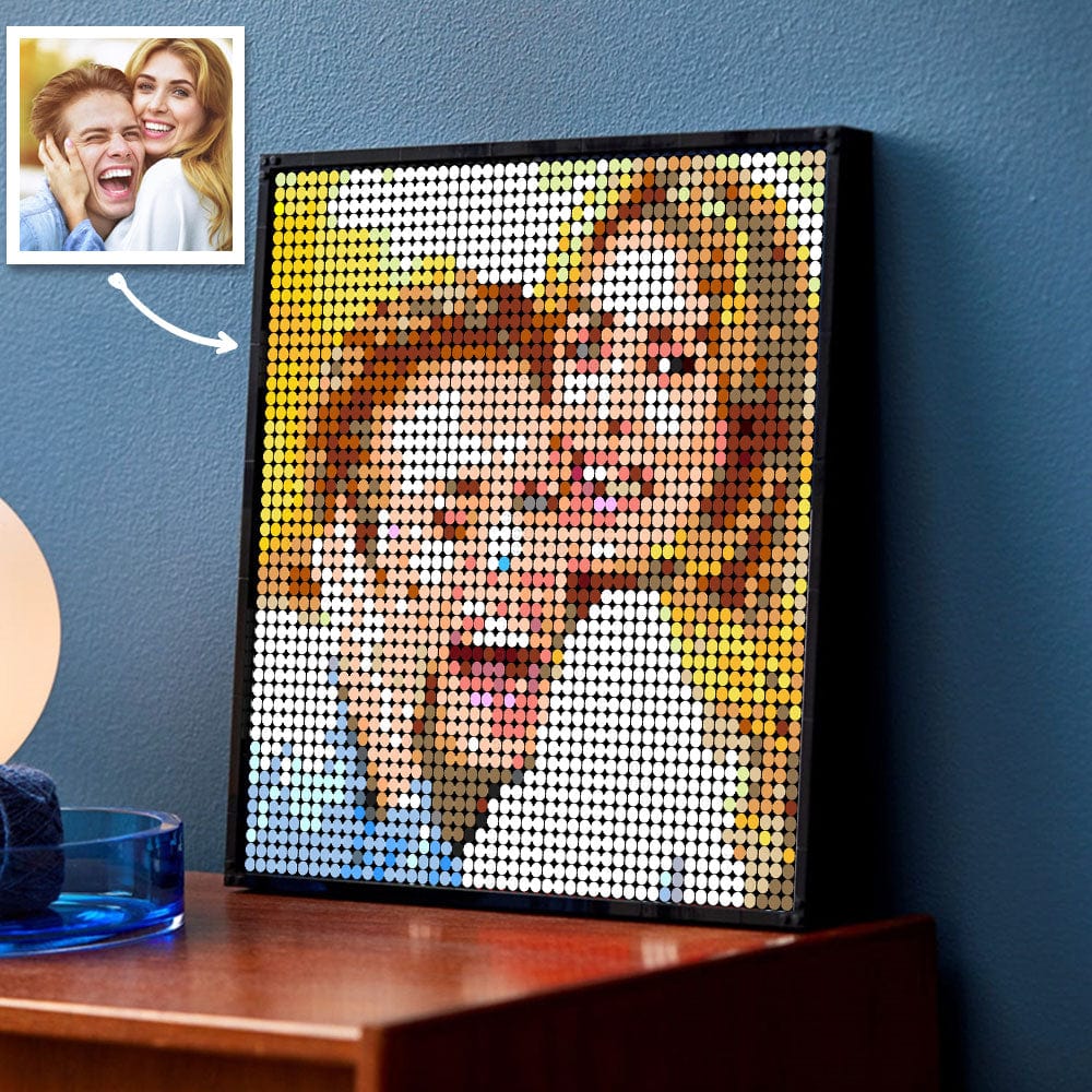 Custom Photo Mosaic Pixel Picture Frame Personalized Pixel Brick Portrait Unique Gifts