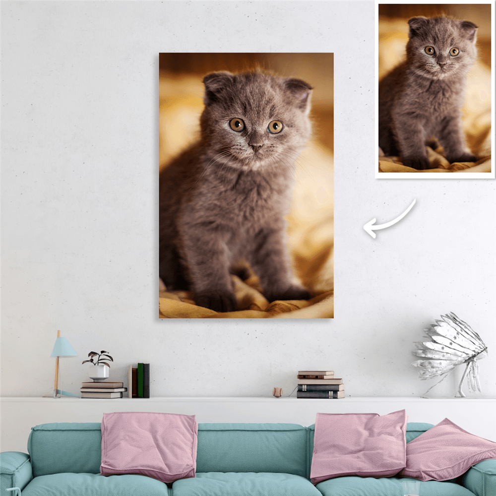 Cat Memorial Gift Custom Photo Canvas Wall Art Decor - 50*70cm - Giftlab