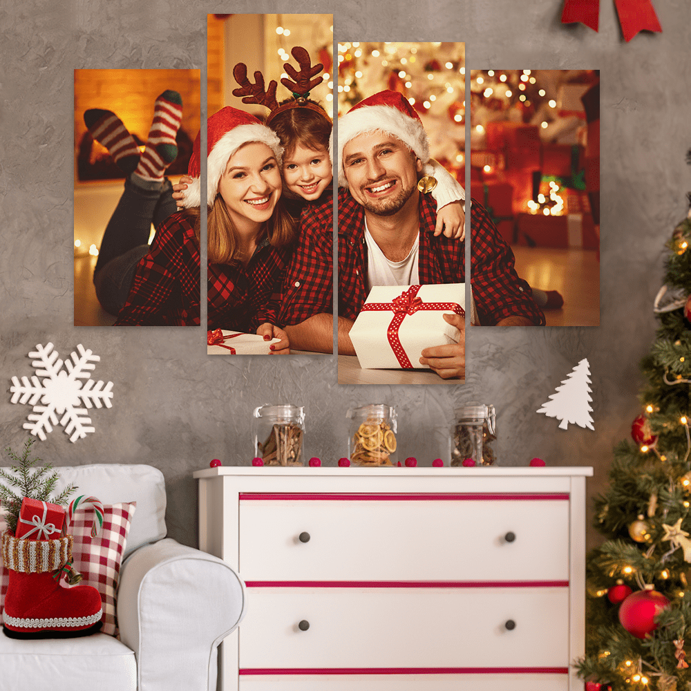 Christmas Gift Custom Wall Art Picture Canvas Print - 4pcs - Giftlab