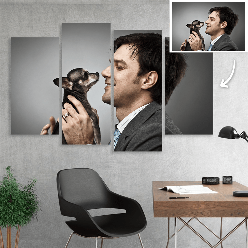 Dog Memorial Gift Custom Photo Wall Decor Canvas Print - 4 Pcs - Giftlab