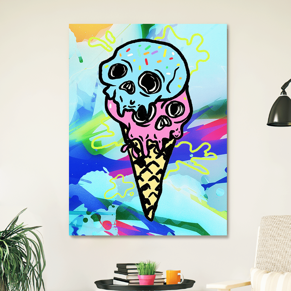 Psychadelic Canvas ICE CREAM Trippy Drawings Canvas - Giftlab