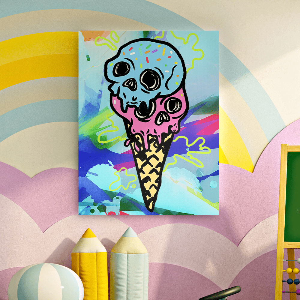 Psychadelic Canvas ICE CREAM Trippy Drawings Canvas - Giftlab