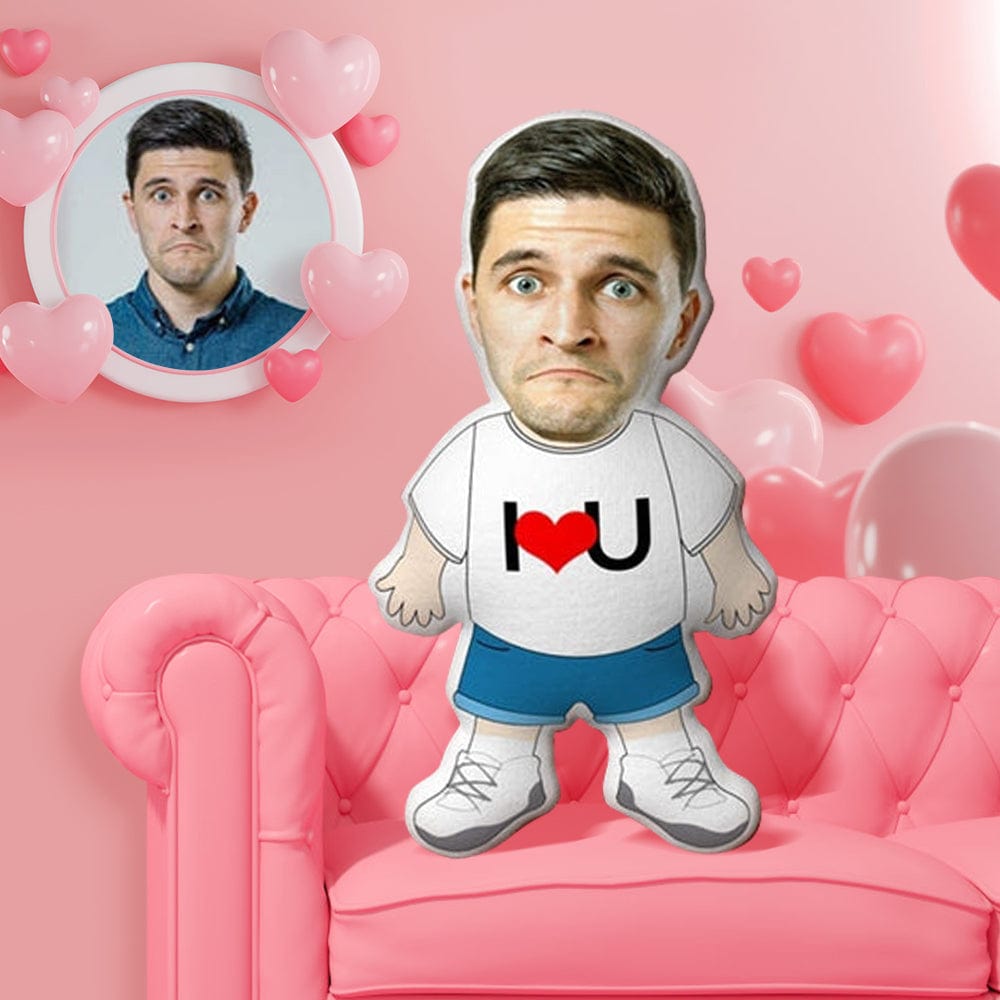 Custom MiniMe Pillow I LOVE U Pillow Face Pillow Gifts for Him - Giftlab