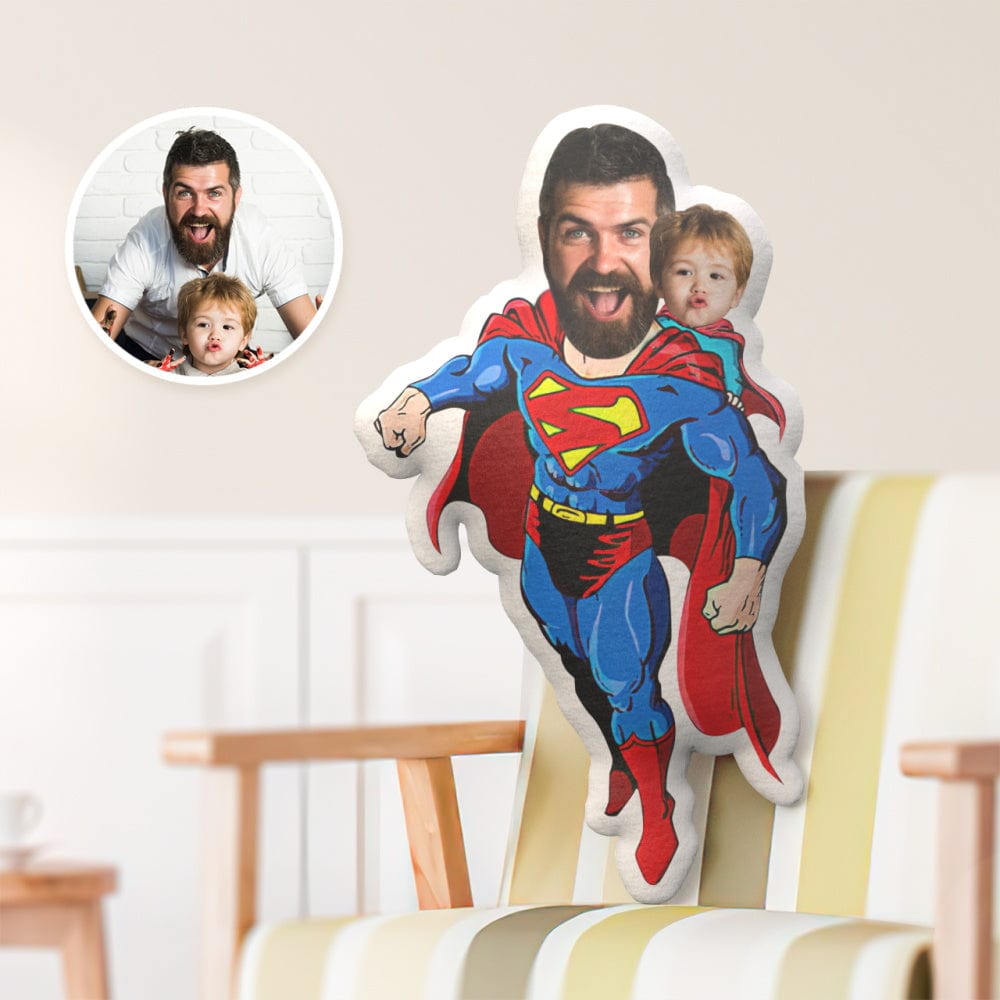 Father's Day Pillows Custom Pillows Face Pillow Minime Pillow Father's Day Gifts - Super Daddy and Me - Giftlab