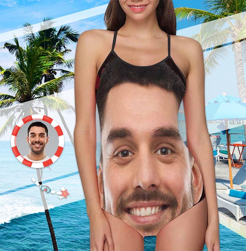 Custom Face Matching Couples Swimsuits Face Couples Swimwear Gift for Lovers - Giftlab