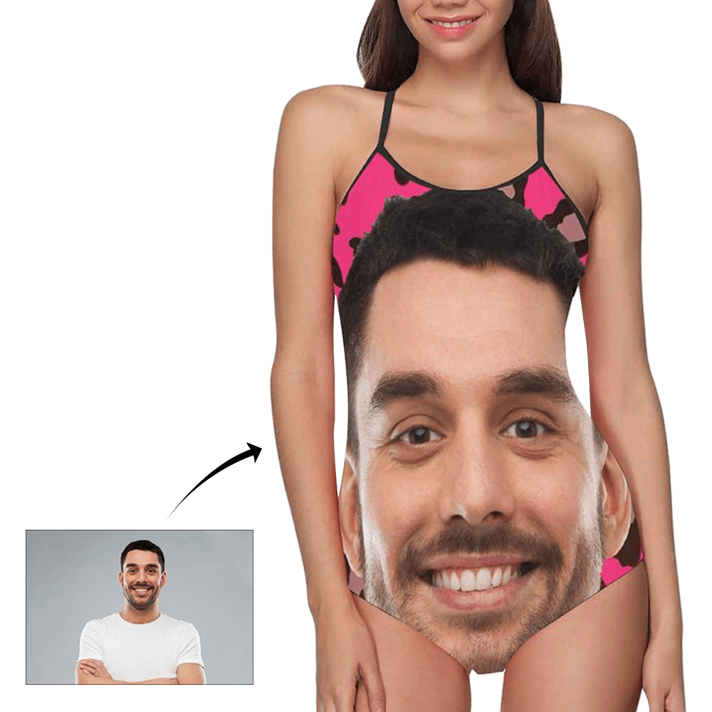 Custom Bathing Suit Husband Face Women Personalized One Piece Swimsuit Photo Swimwear - Giftlab