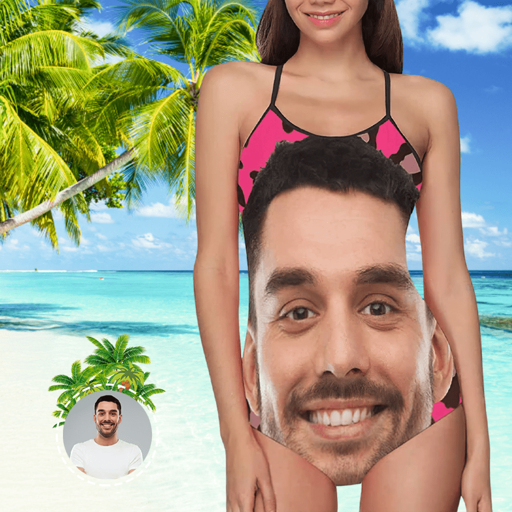 Custom Bathing Suit Husband Face Women Personalized One Piece Swimsuit Photo Swimwear - Giftlab