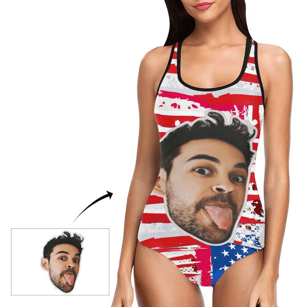 Custom Printed Swimsuit Custom Swimming Suits Gift For Girlfriend - USA Flag - Giftlab