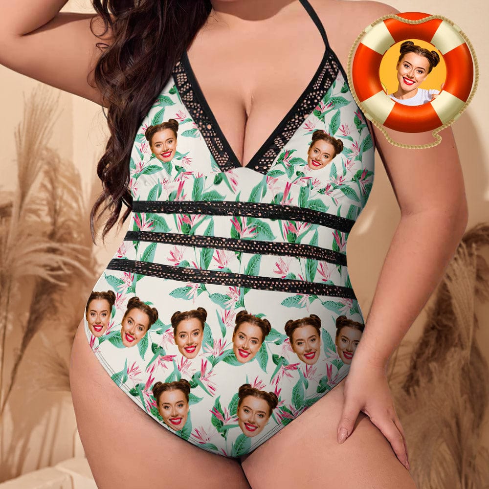 Personalized Bathing Suits With Face Plus Size Gifts for Her Hawaiian Style - Giftlab
