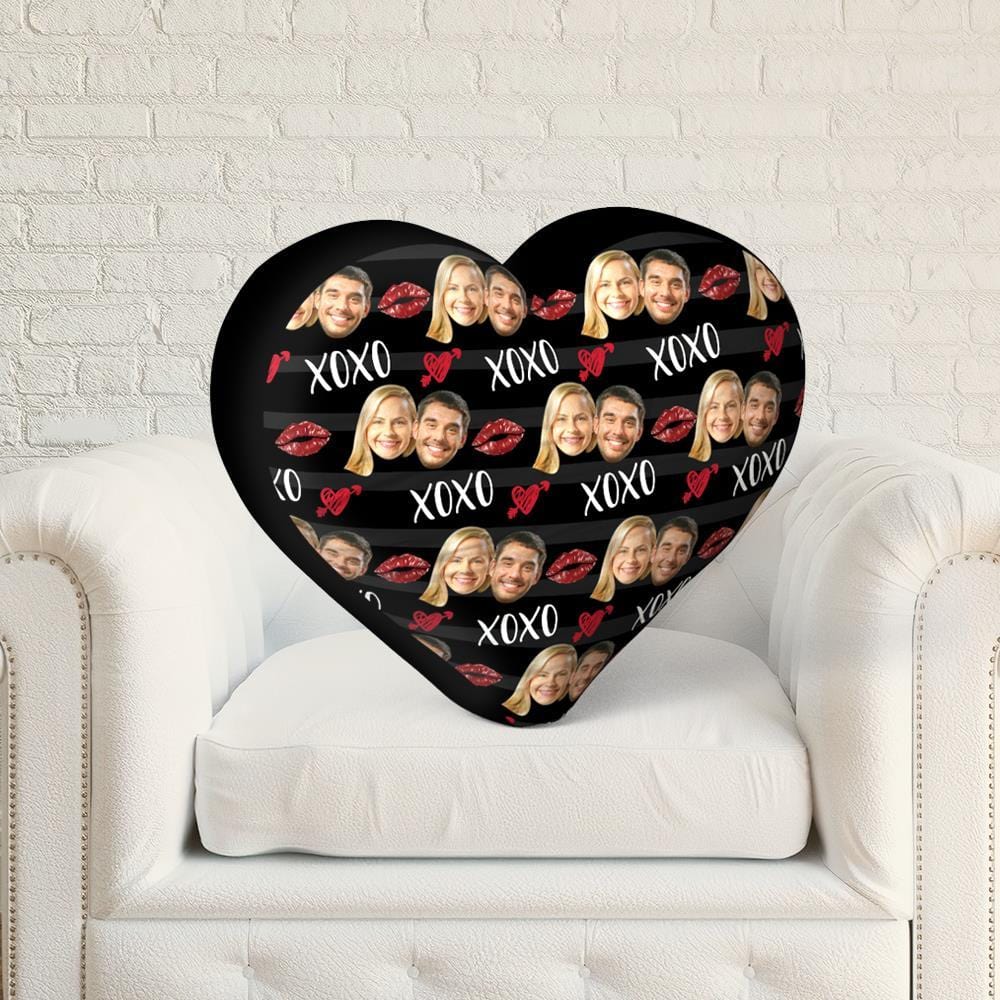 Custom Face Pillow Valentine's Day Gift - Black - Giftlab