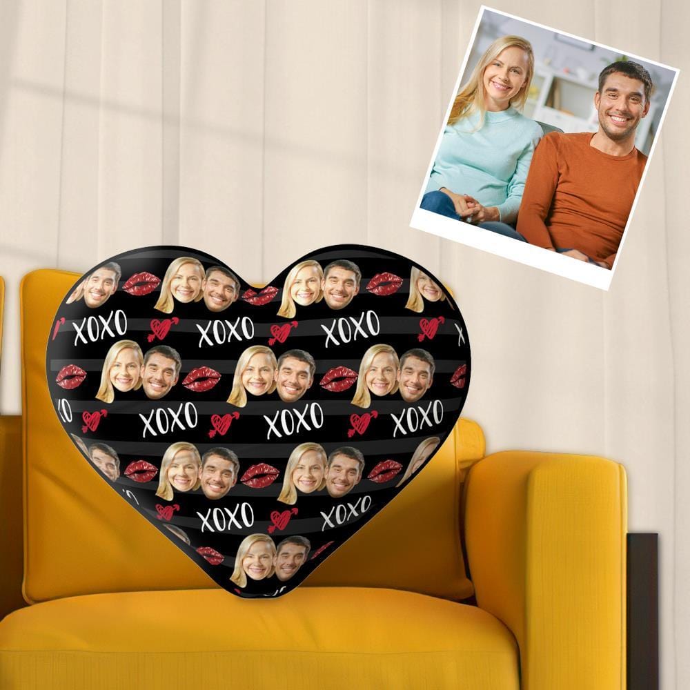 Custom Face Pillow Valentine's Day Gift - Black - Giftlab