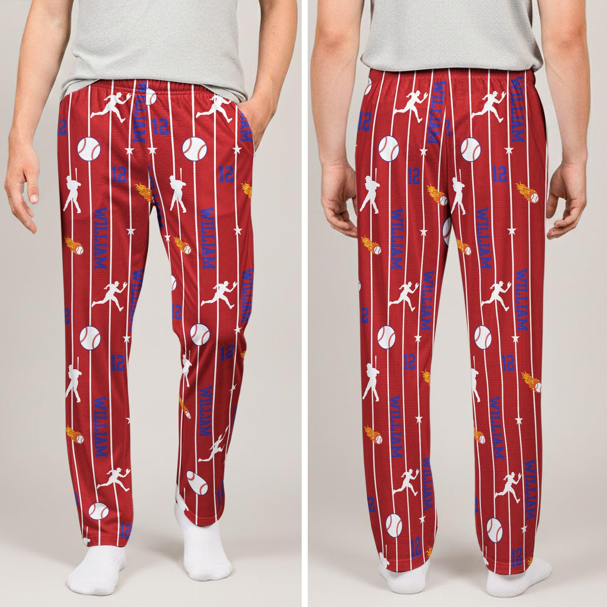 Personalized Sports Lounge Pants with Custom Name Number Custom Pajama Pants for Sports Fans Players