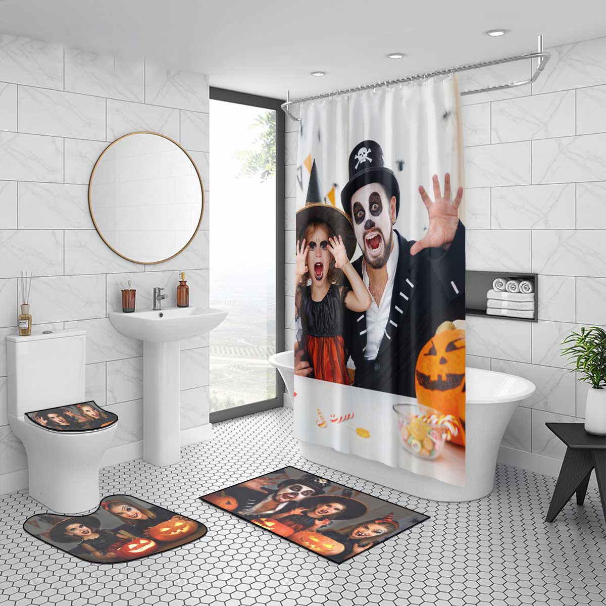 Halloween Shower Curtain Sets Custom Photo Shower Curtain & Bathroom Rug Sets - Giftlab