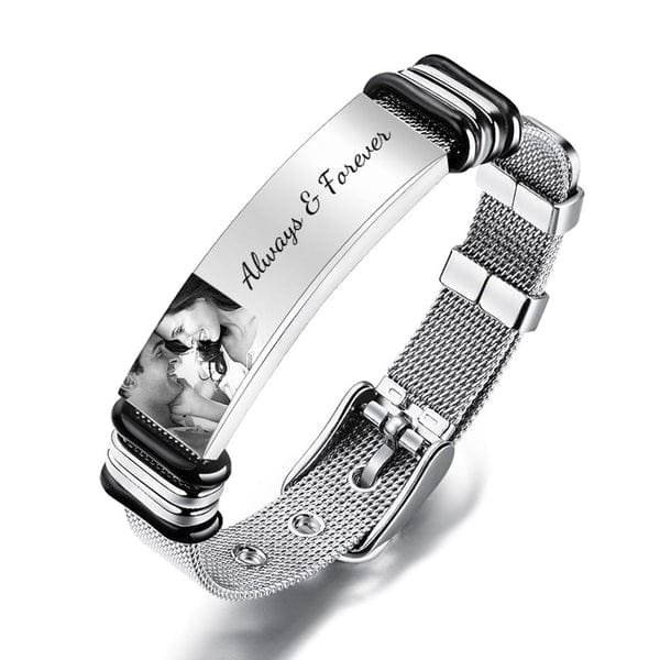 Custom Photo Engraved Bracelet Stainless Steel Best Gifts for Him Father's Day Bracelet - Giftlab