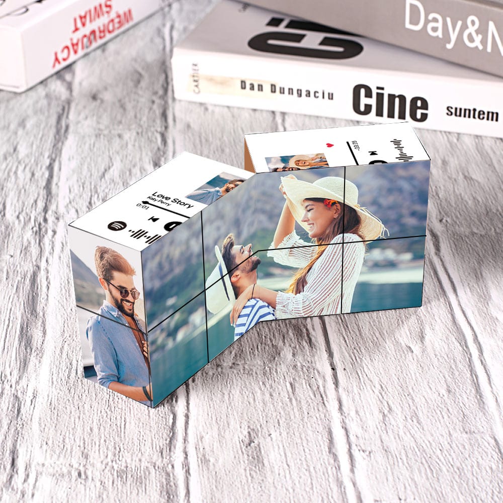 Personalized Photo Cube with Spotify Code Magic Photo Cube Gift For Couple - Giftlab