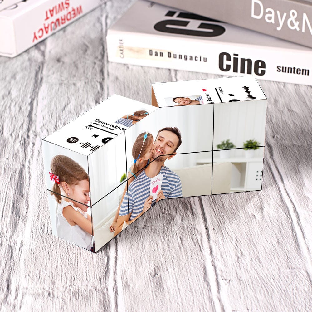 Custom Magic Photo Cube with Spotify Code Picture Cube Gifts For Father - Giftlab