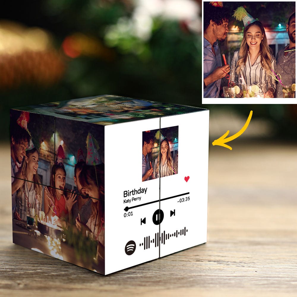 GiftLab Birthday Gift Custom Magic Photo Cube with Spotify Code Gift For Friends - Giftlab
