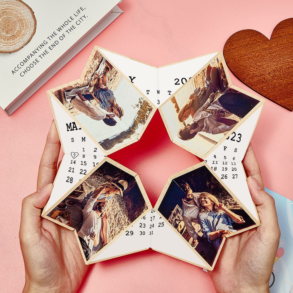 Custom Multiphoto Photo Cube Personalized Calendar Home Ornament Photo Cube - Giftlab