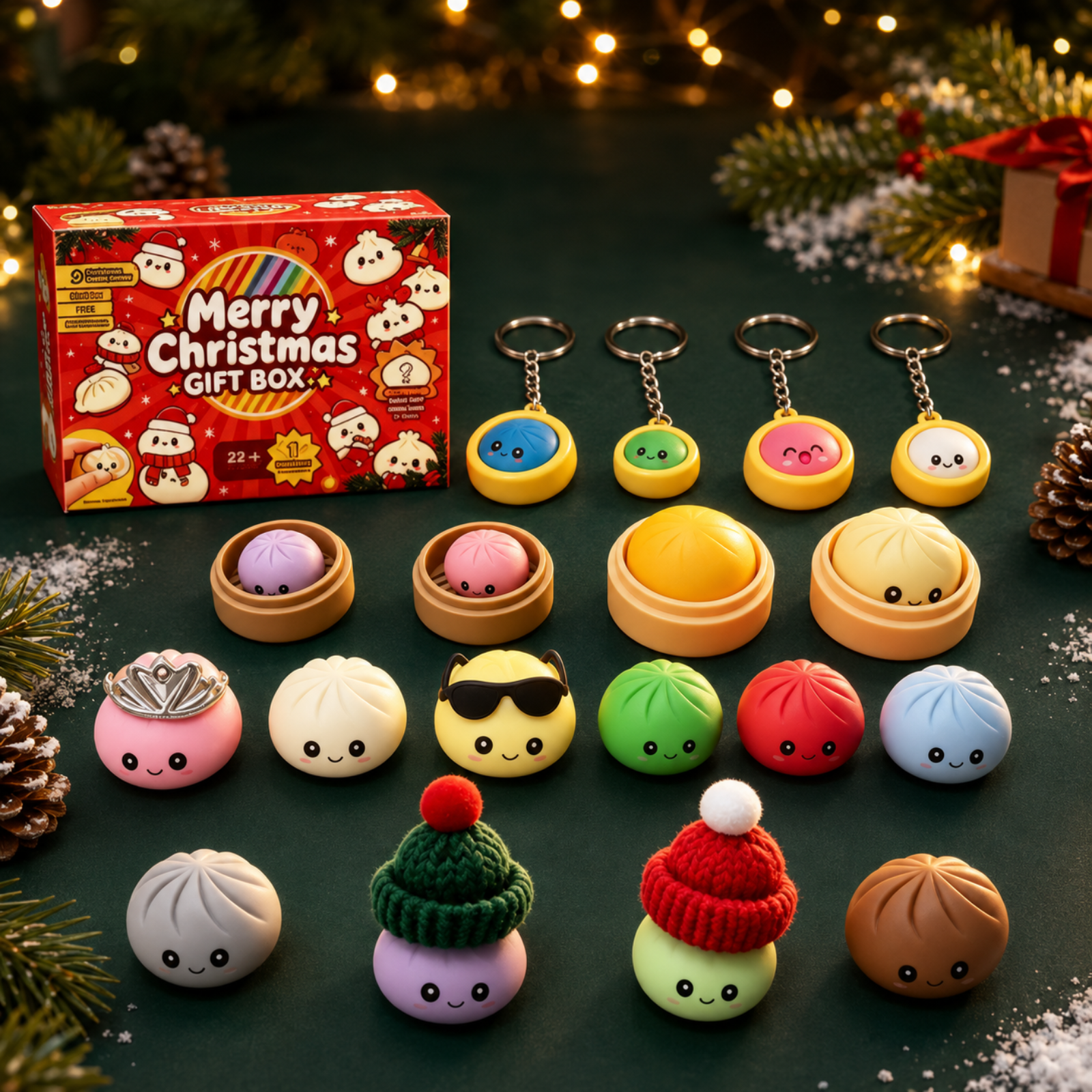 Christmas Dumpling Squishy Keychain Advent Calendar 2026 Soft Slow Rising Dumpling Sensory Stress Toy
