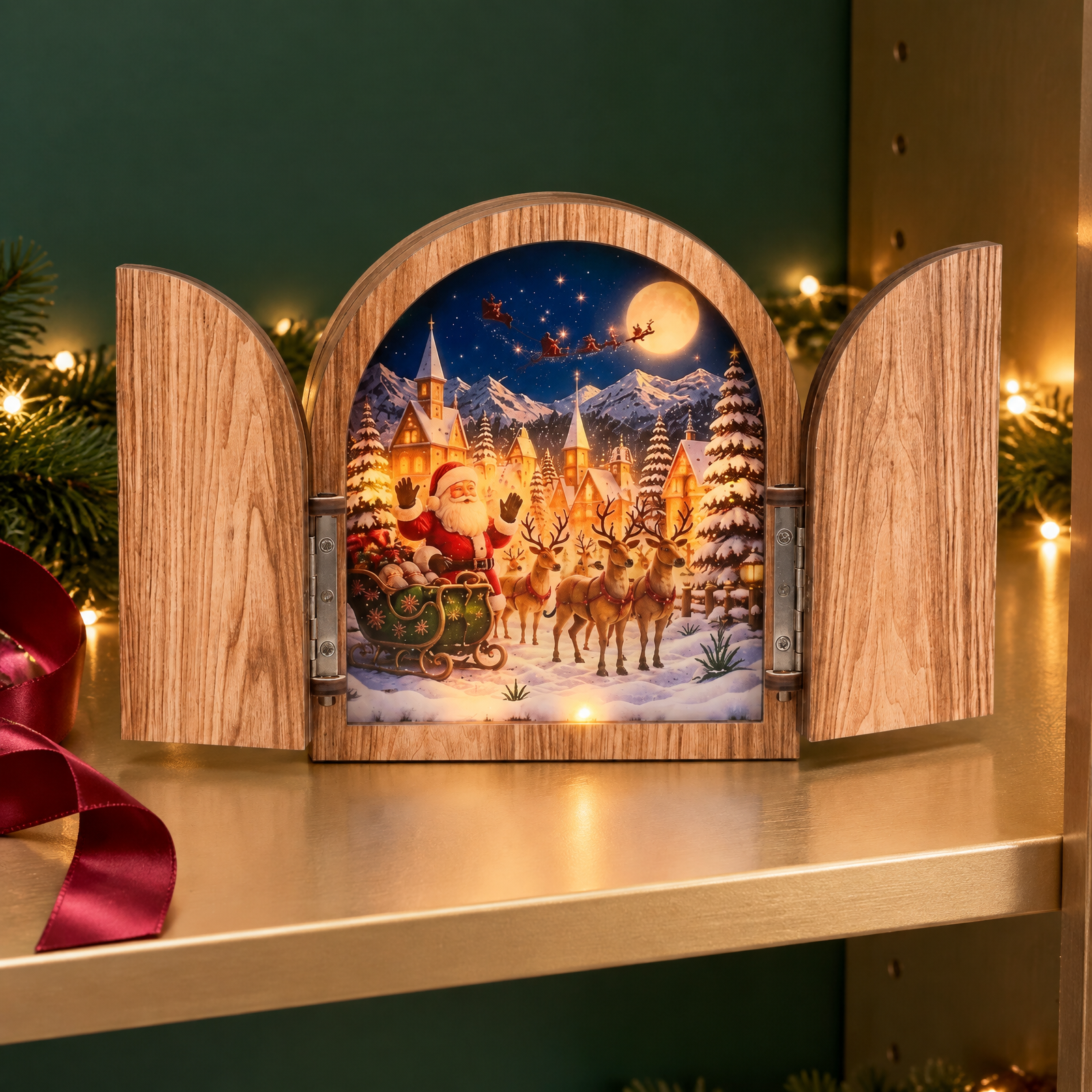Santa's Secret Window Light Christmas Wall Decor