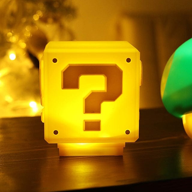 Bros Mini Question Mark Block Night Light Up Lamp With Sound for Kids Funny Lamp for Bedroom - Giftlab
