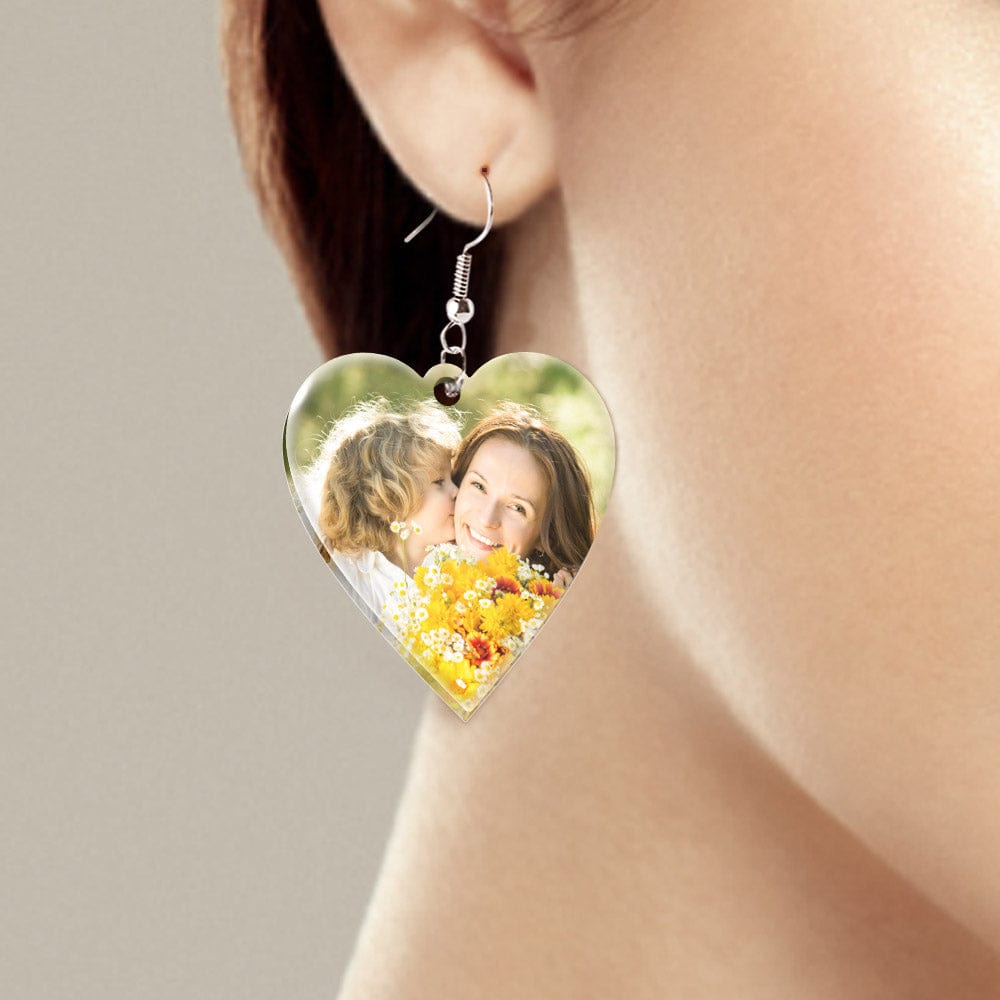 Personalized Heart Earrings Custom Photo Earrings Acrylic Gifts For Mother's Day - Giftlab