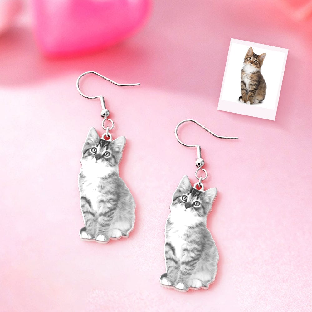 Photo Engraved Earrings Pet Photo Earrings Personalized Earrings Gift for Her - Giftlab