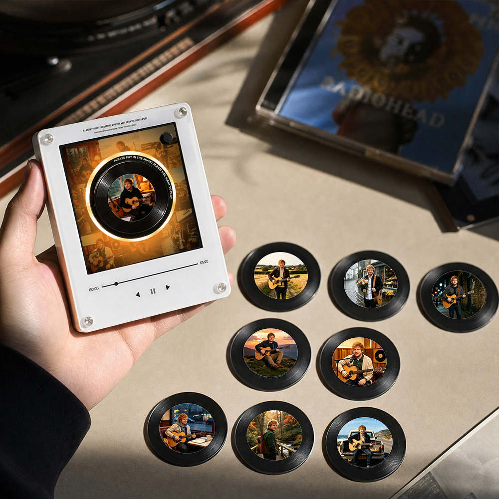 Custom Acoustic Pop Music Mini Vinyl Record Magnet with 9 Swappable Discs NFC Retro Music Magnet